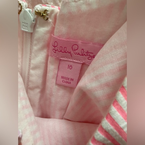 Lilly Pulitzer Devina Dress Pink Cosmo Yard Dyed Stripe Seersuck Size 10 - Picture 5 of 5